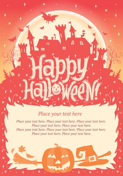 Feliz Dia das Bruxas! Cartaz de Halloween, cartão ou fundo para convite de festa de Halloween — Vetor de Stock