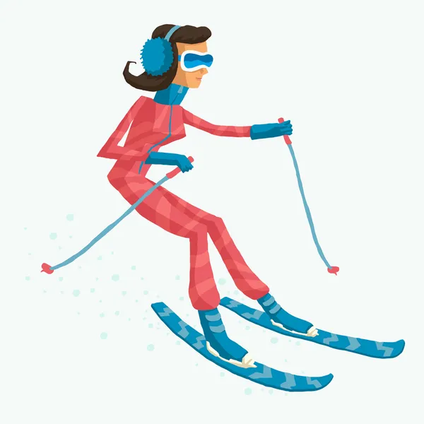 Run Skier Run (woman version) — Stock Vector