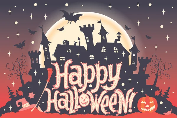 Feliz Dia das Bruxas. Cartaz de Halloween, cartão ou fundo para convite de festa de Halloween — Vetor de Stock