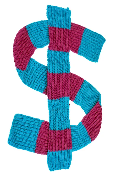 Winter scarf in the form of a dollar sign — Stock Photo, Image