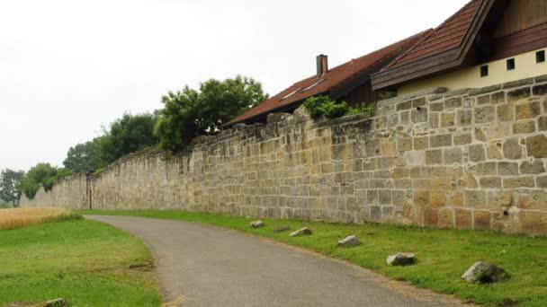 Wall of the medieval German abbey Adelberg — Stock Video