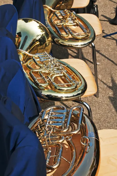 Tubas on chairs — Stock Photo, Image