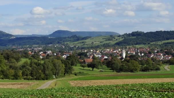 Panoramic view tof the mountain Schwaebische Alb — Stock Video