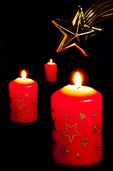 Candles with star of Bethlehem — Stock Photo, Image