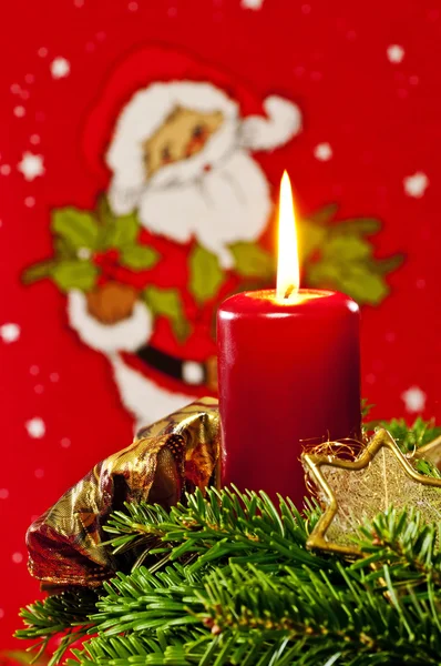 Candela con Babbo Natale — Foto Stock