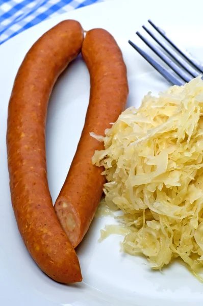 Sauerkraut with sausage — Stock Photo, Image