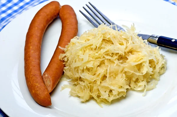 Sauerkraut with sausage — Stock Photo, Image