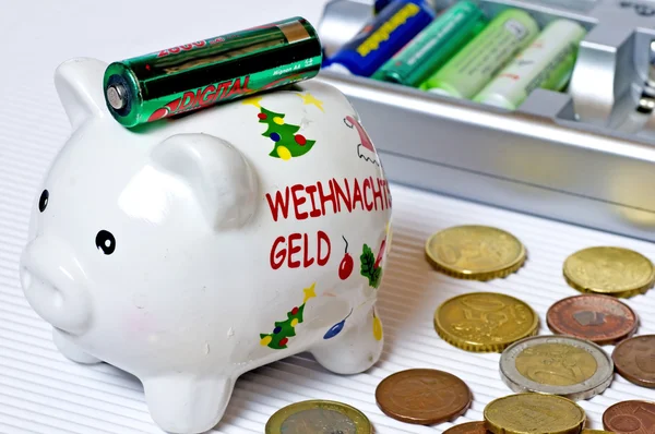 Piggy bank with accu — Stock Photo, Image