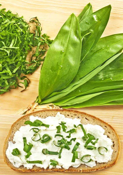 Bread with wild garlic and gourd — Stock Photo, Image