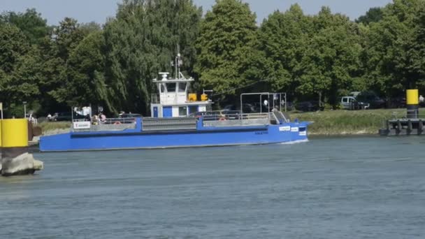 Ferry en el Rin, Plittersdorf — Vídeo de stock