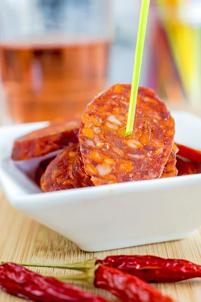 Chouriço, salsicha da Espanha — Fotografia de Stock