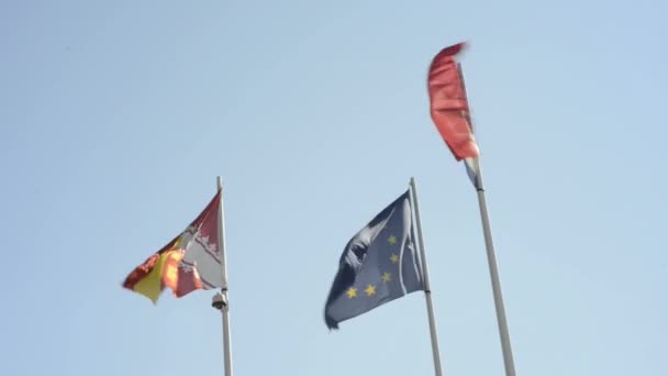 Französische und europäische Flagge — Stockvideo