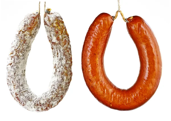 Salami und Kolbaswurst — Stockfoto