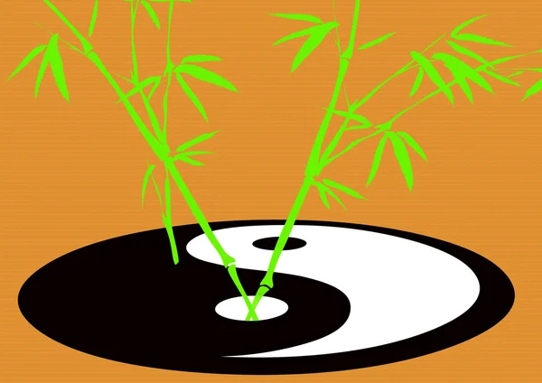 Taoïsme symbool met groeiende bamboe — Stockfoto