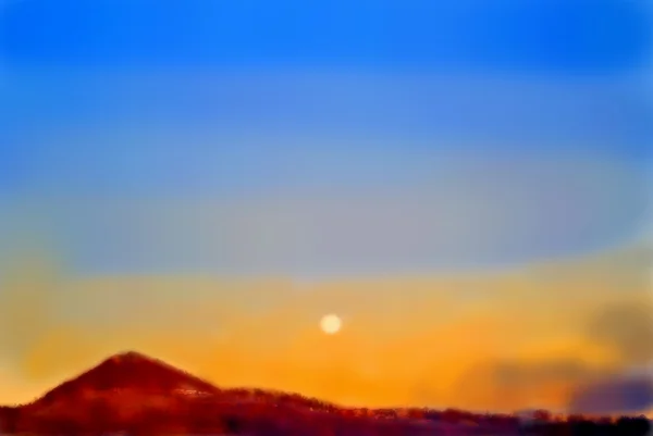 Moon over a hill, water color painting — Stock Photo, Image