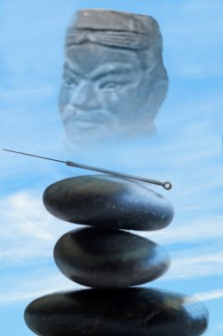akupunktur iğneleri ile antik Çin kil asker