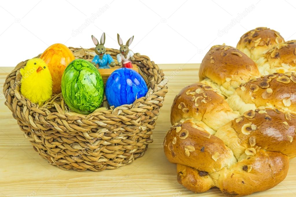 Easter nest with breaded yeast  bun