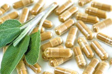 Bitkisel ilaçlarla adaçayı yaprakları