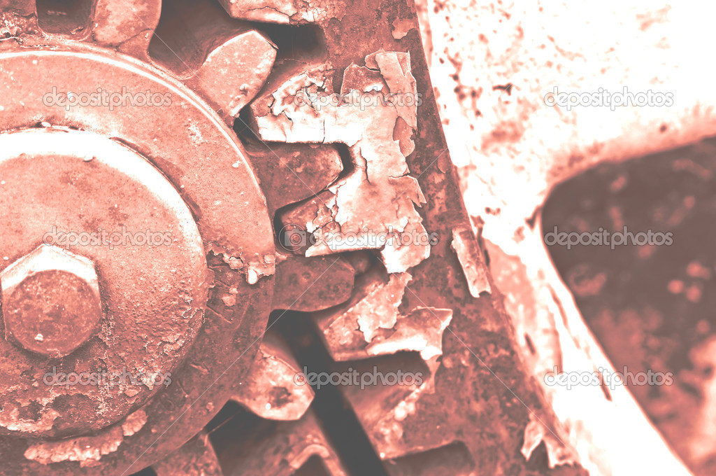 Rusty gear-wheel with VSCO filter effects