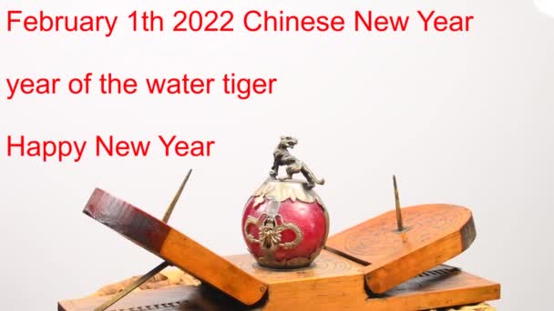 2022 Rok Tygra Číslo Otočném Stole — Stock video