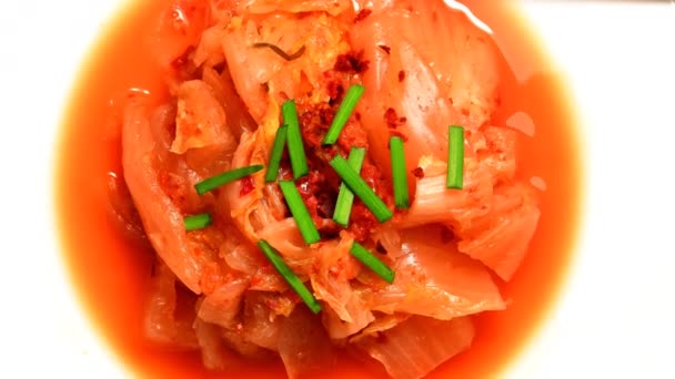 Korean Kimchi Επίπεδη Θέα Ένα Τραπέζι Στρίψτε — Αρχείο Βίντεο