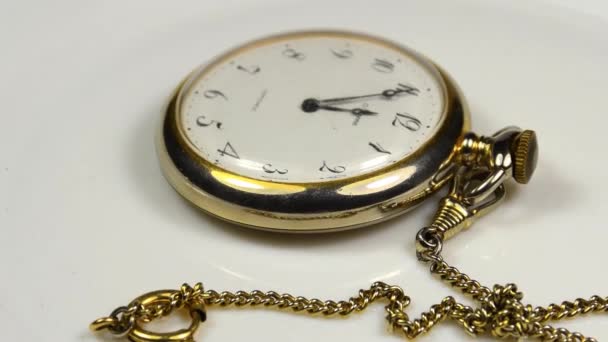 Pocket Watch Five Minutes Twelve Turn Table — Stock Video