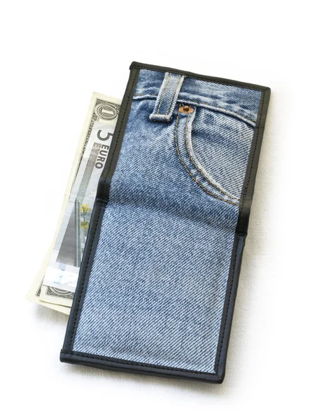 A carteira feita de jean — Fotografia de Stock