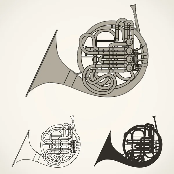 French horn vector — Stock Vector