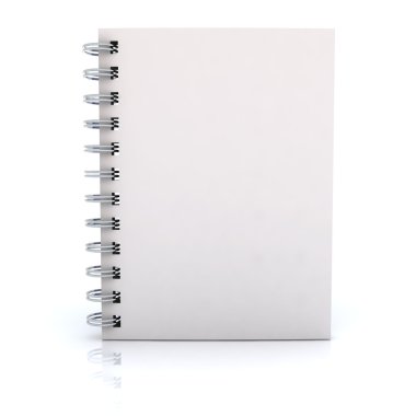 Beyaz notebook. işlenmiş illüstrasyon. beyaz izole.