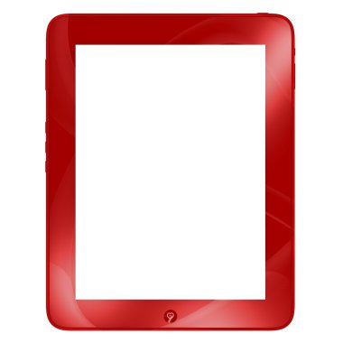 Sevgililer günü özel, kırmızı tablet bilgisayar üzerinde beyaz izole ipade gibi