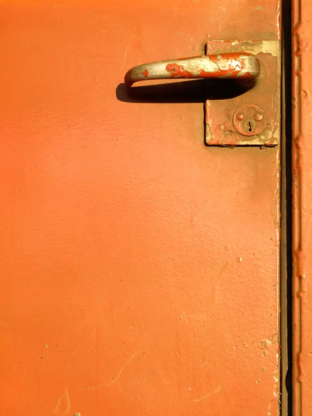 Orange door decay, Metal background — Stock Photo, Image