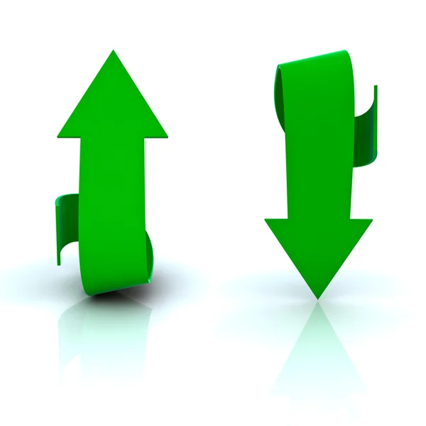 Beautiful green arrows in both directions, up and dow — Stock Photo, Image