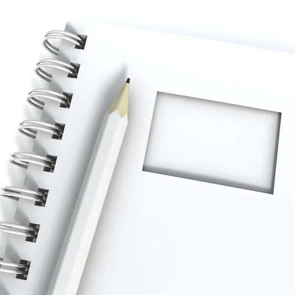 Notebook avec votre texte. Illustration en 3D. Isolé sur blanc . — Photo