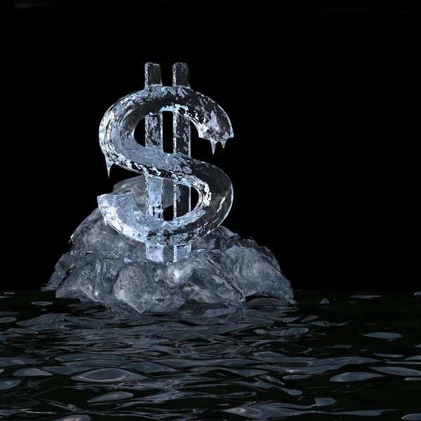 El valor del dólar está disminuyendo. Renderizado 3D de alta resolución — Foto de Stock