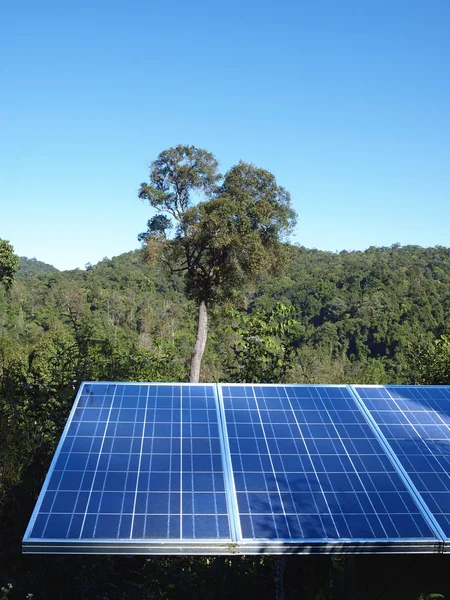 Solar panels on top of the hill in the jungle, Chiang Mai, Thailand. — Stock Photo, Image