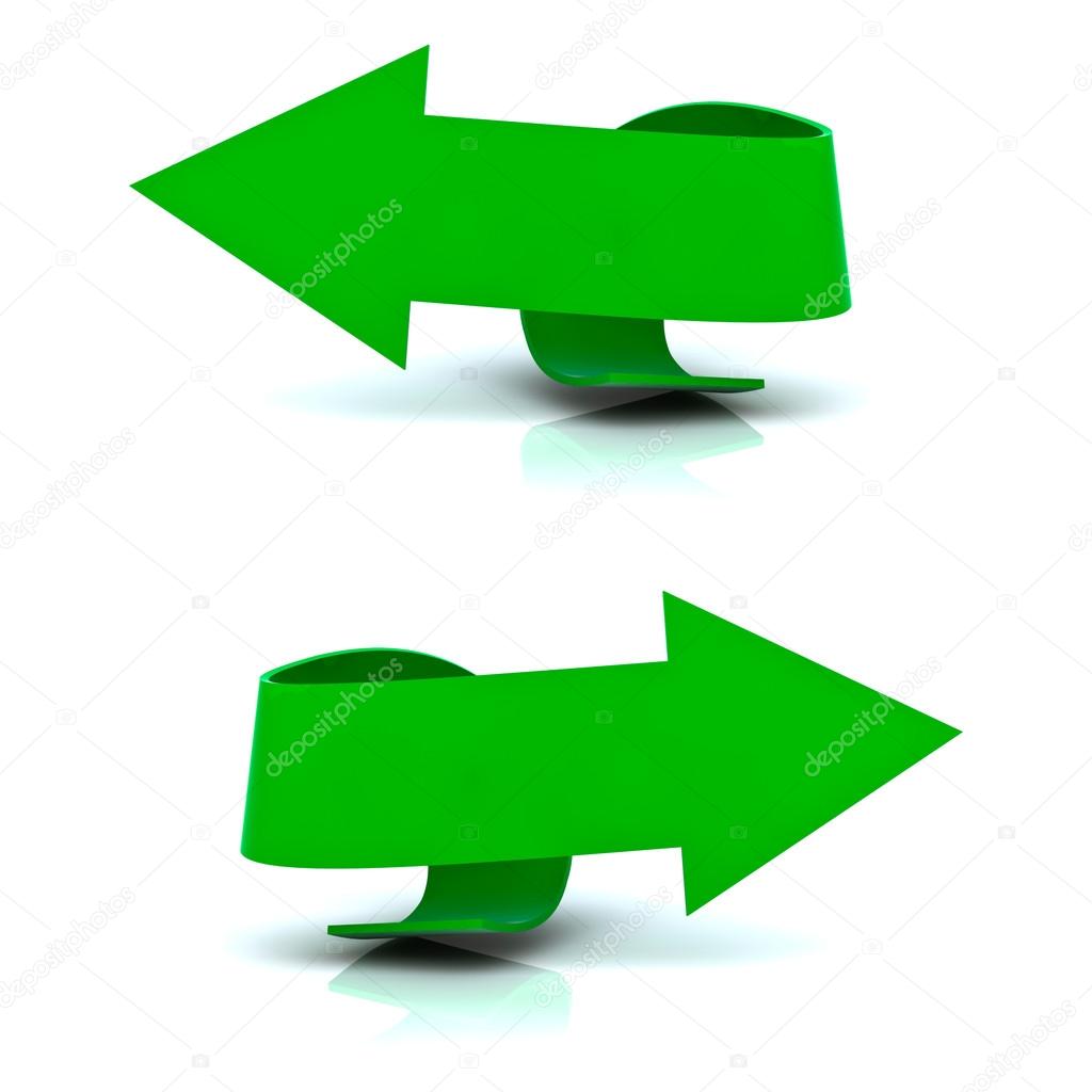 Beautiful green arrows in both directions, left and right.