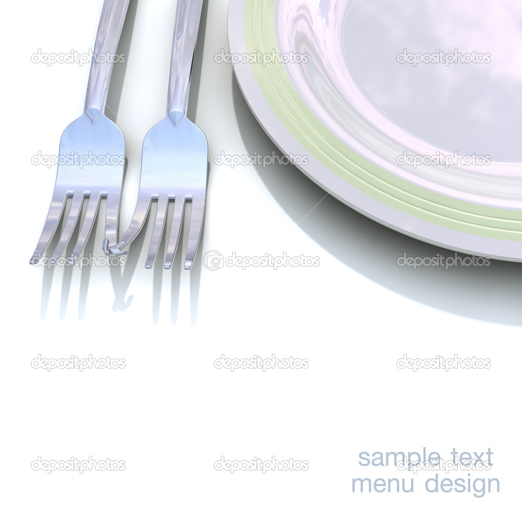 Plate and fork for the design of the menu.