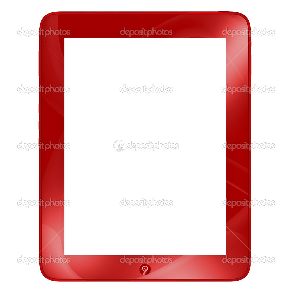 Valentine's Day special, Red tablet computer like ipade isolated on white