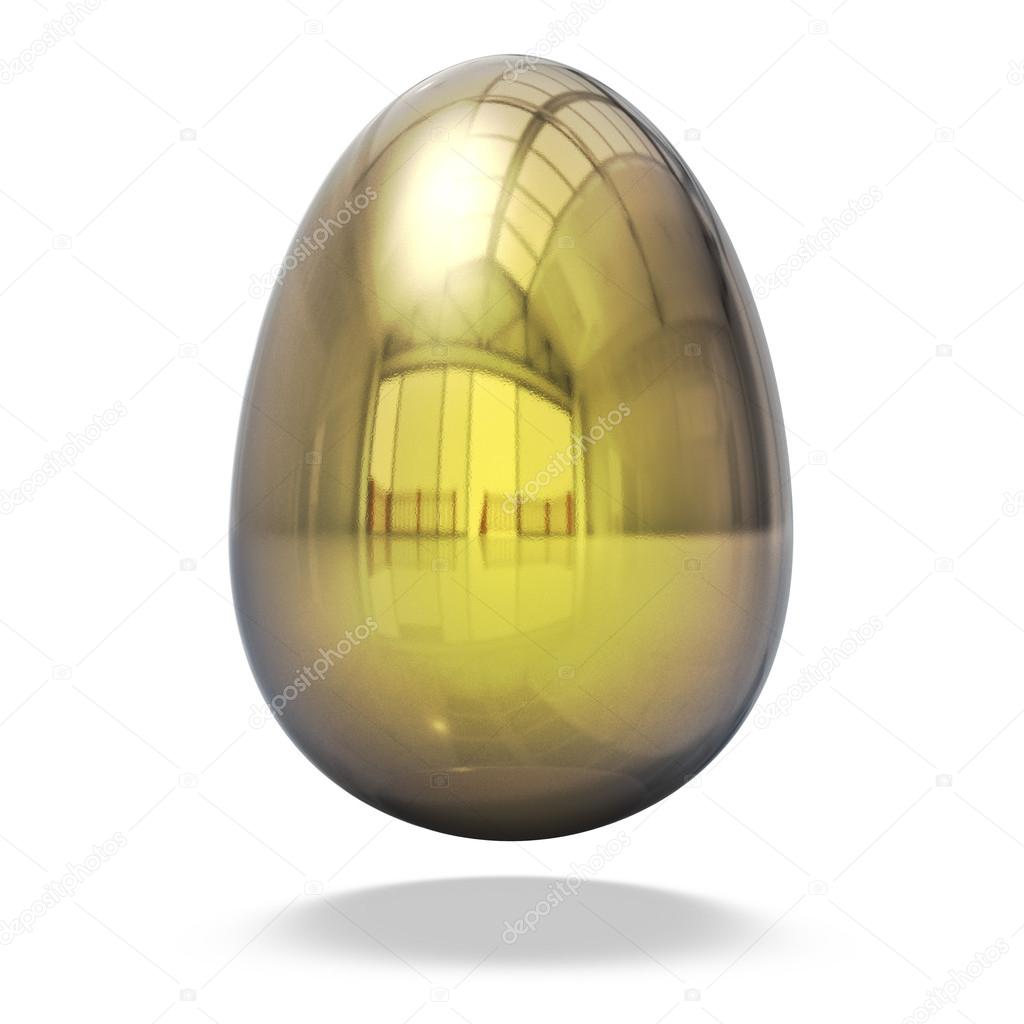 Return on investment concept, Luxury golden egg isolated on white background.