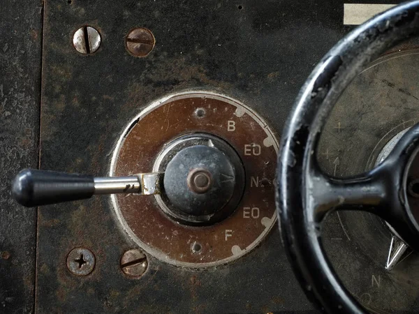 Control Panel Train Driver Cab Old Train Retro Dashboard Driver — Stock Photo, Image