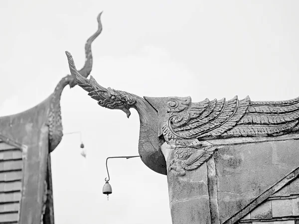 Gableův Vrchol Střeše Chofa Thajských Chrámů Minulosti Dřeva Současné Době — Stock fotografie
