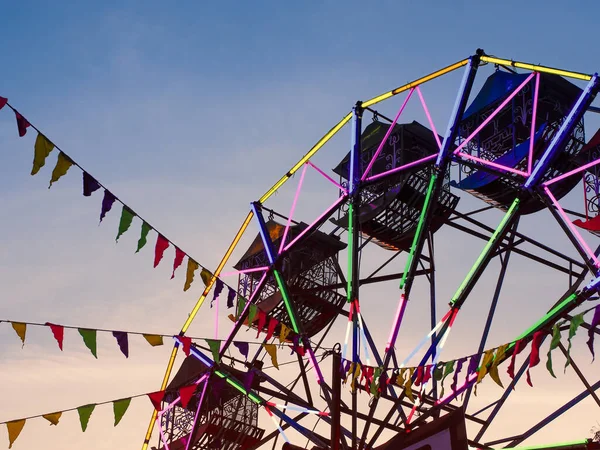 Kermis Achtergrond Zonsondergang Uitzicht Het Reuzenrad Thailand Ferris Wiel Oude — Stockfoto