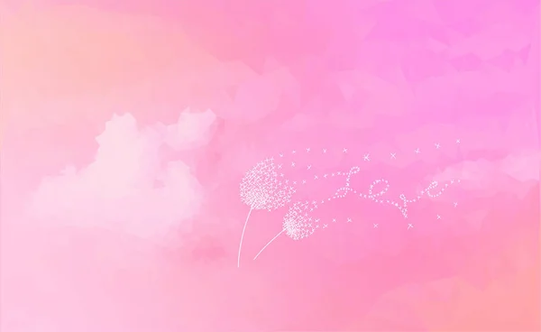 Pastell Moln Allt Behöver Kärlek Kärlekens Frön Vinden Maskros Blommor — Stock vektor
