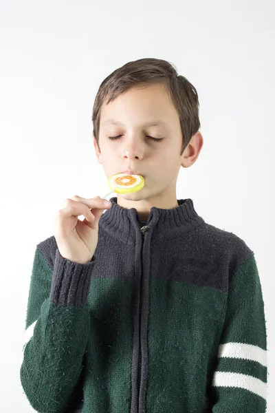 Boy with lollipop — Stock Photo, Image