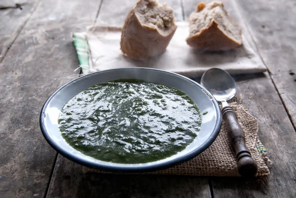 ブロッコリー クリーム スープのクローズ アップ — ストック写真