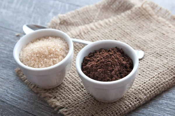 Ness coffee powder and brown sugar — Stock Photo, Image