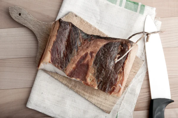 Pieces of smoked pork bacon — Stock Photo, Image