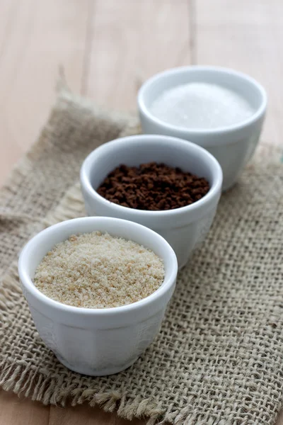 Coffee,brown and white sugar — Stock Photo, Image