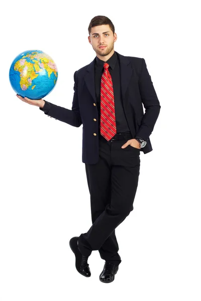 Young business man,World at a Glance — Stock Photo, Image