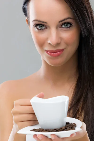 Woman with hot coffee Stock Image
